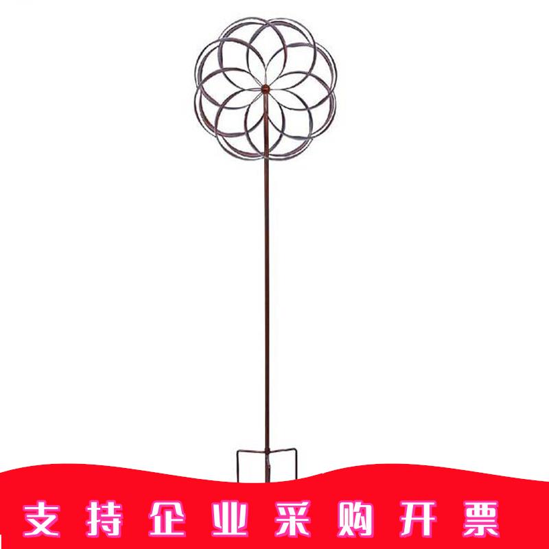 直销欧式花园铁艺金属工艺品风车花插庭院装饰插件