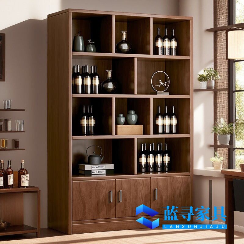 实木酒柜家用客厅置物架展示柜商用简约小型玄关柜靠墙隔断柜酒架