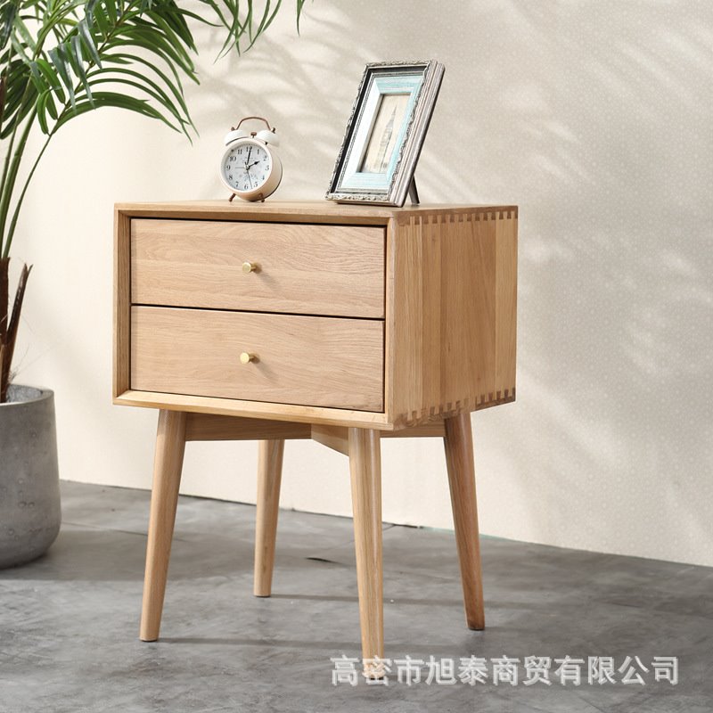 厂家供应北欧白橡木实木床头柜北美简约卧式家具储物柜卧式床头柜