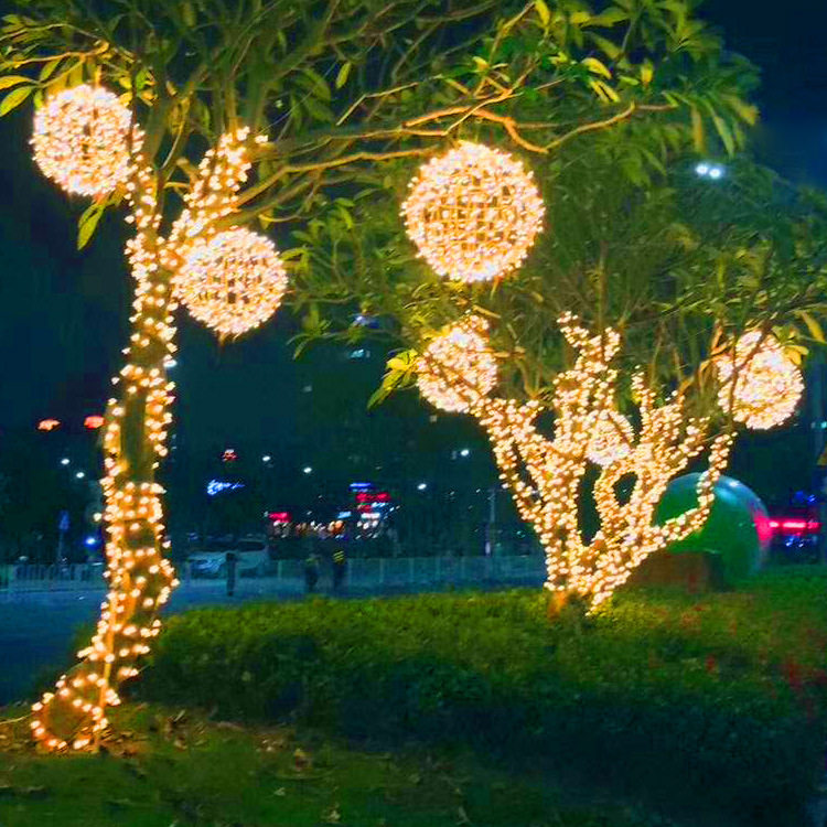 LED灯串节日彩灯装饰灯圆球树灯挂灯彩灯庭院户外防水景观灯藤球