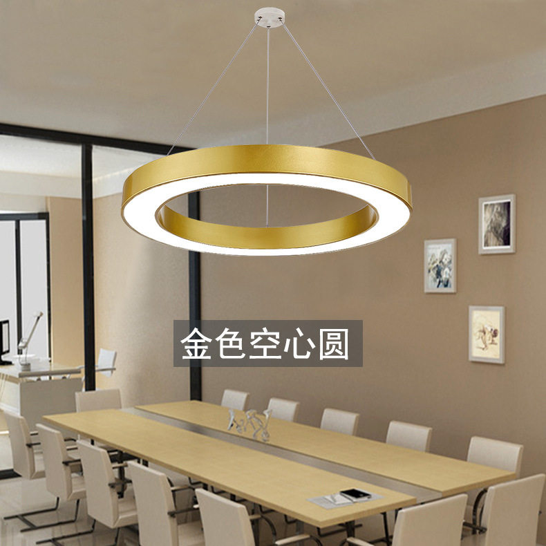 led金色空心圆形吊线灯店铺网咖办公室吊灯商场健身房圆圈异形灯