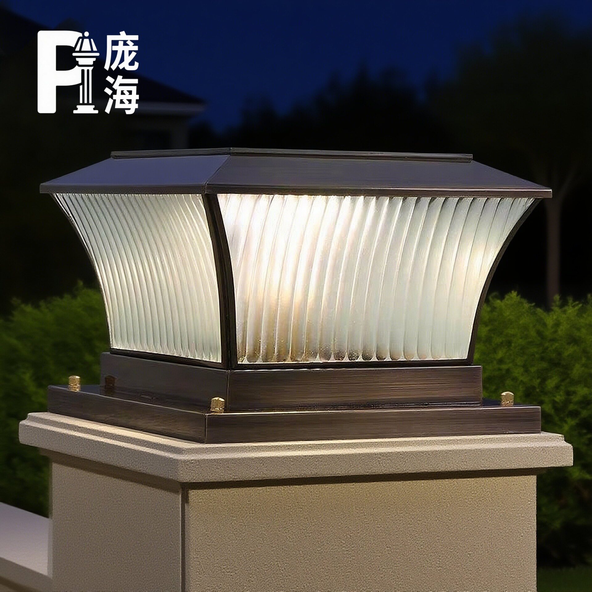 全铜柱头灯太阳能灯户外庭院灯家用室外围墙别墅大门柱子灯门柱