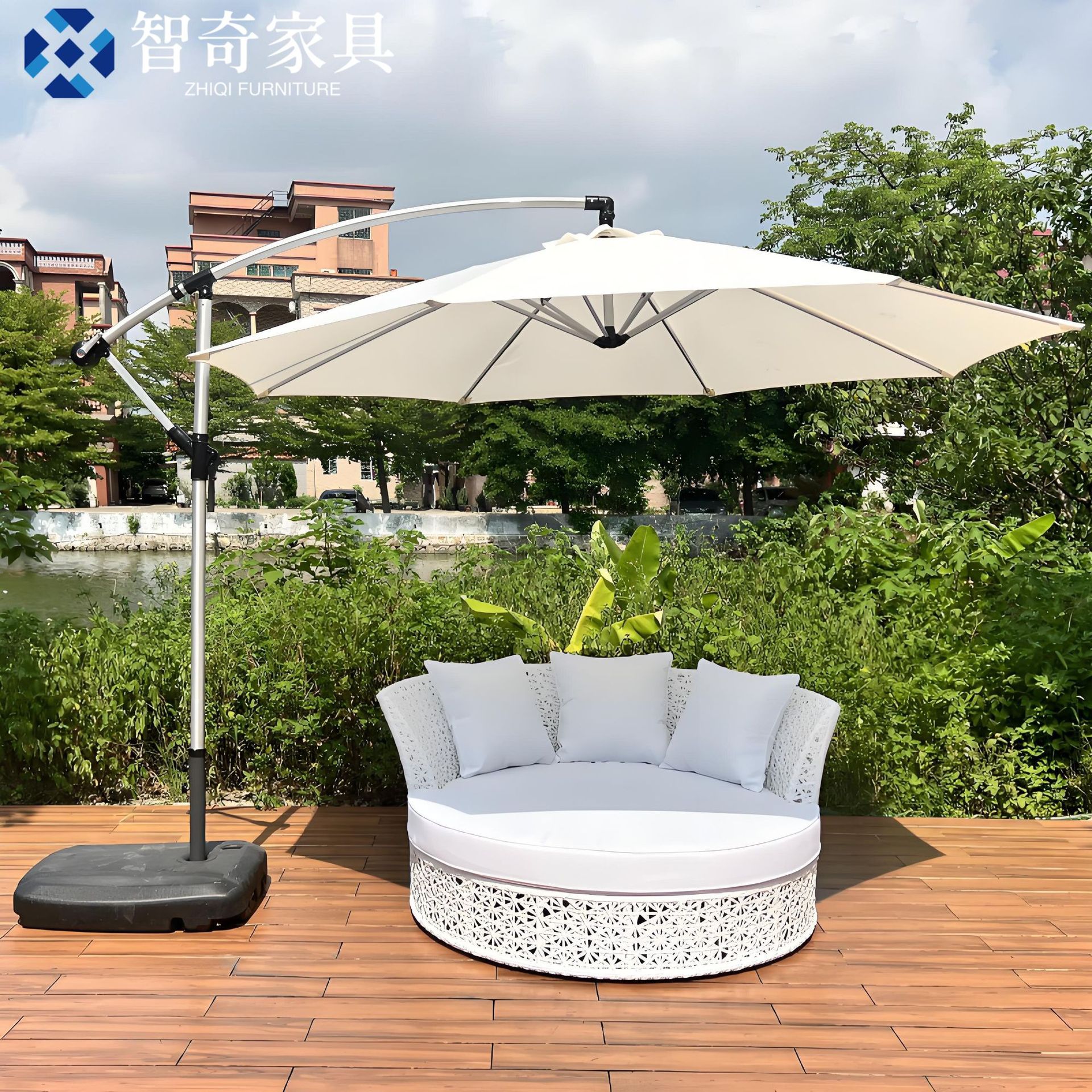 户外休闲藤编沙发室外庭院花园泳池海边躺床阳台露台防水防晒家具