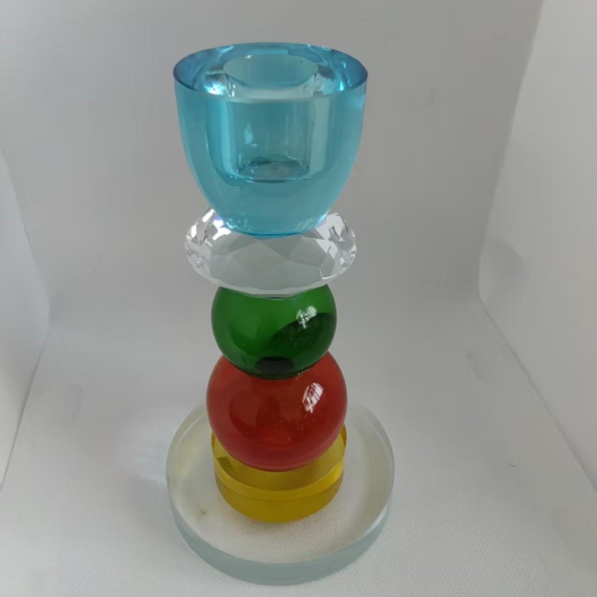 工厂简约欧式风格浪漫烛光晚餐餐厅摆件彩色水晶烛台
