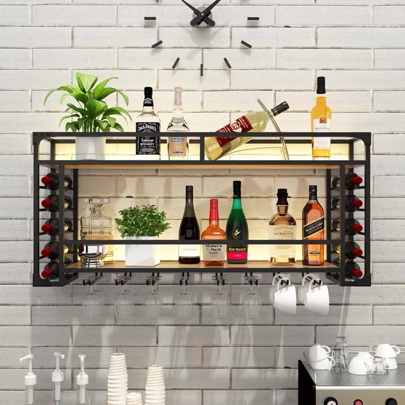 铁艺吧台餐厅壁挂红酒酒架