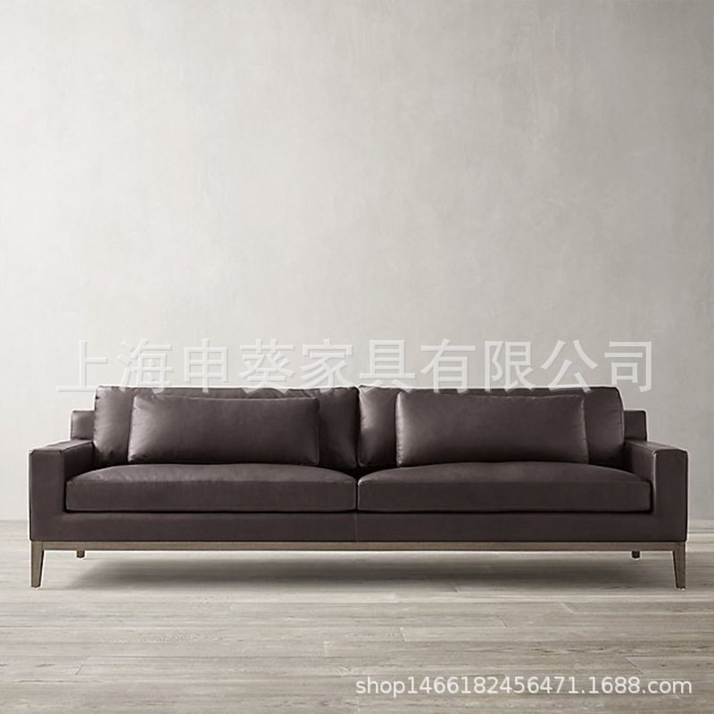 美式真皮沙发进口磨砂油蜡真皮沙发意大利现代简约牛皮沙发家具