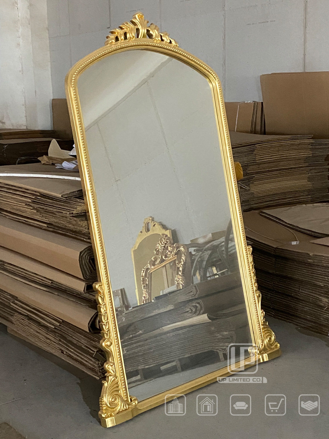 欧式实木雕刻落地镜化妆镜欧式复古落地镜衣帽间家具精致试衣镜