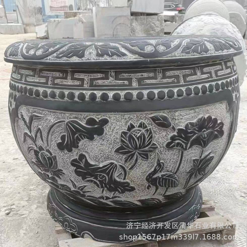 庭院园林仿古青石雕刻鱼缸