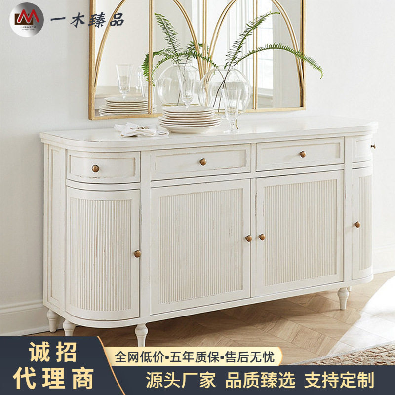 美式轻奢实木雕刻储物餐边柜