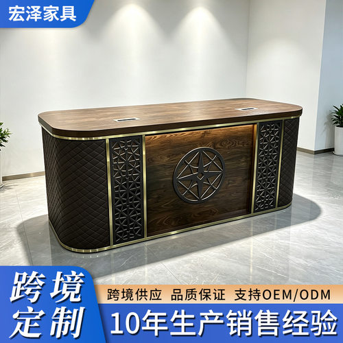实木框架组合办公桌职员电脑桌单人位办公室中班台小班台复古桌椅