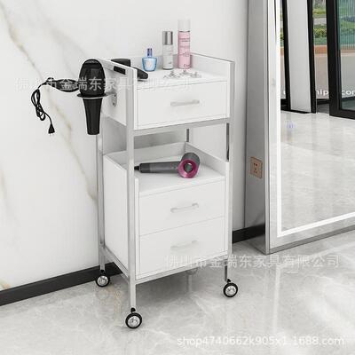白色理发店推车发廊收纳置物架储物推车美发工具柜salon trolly