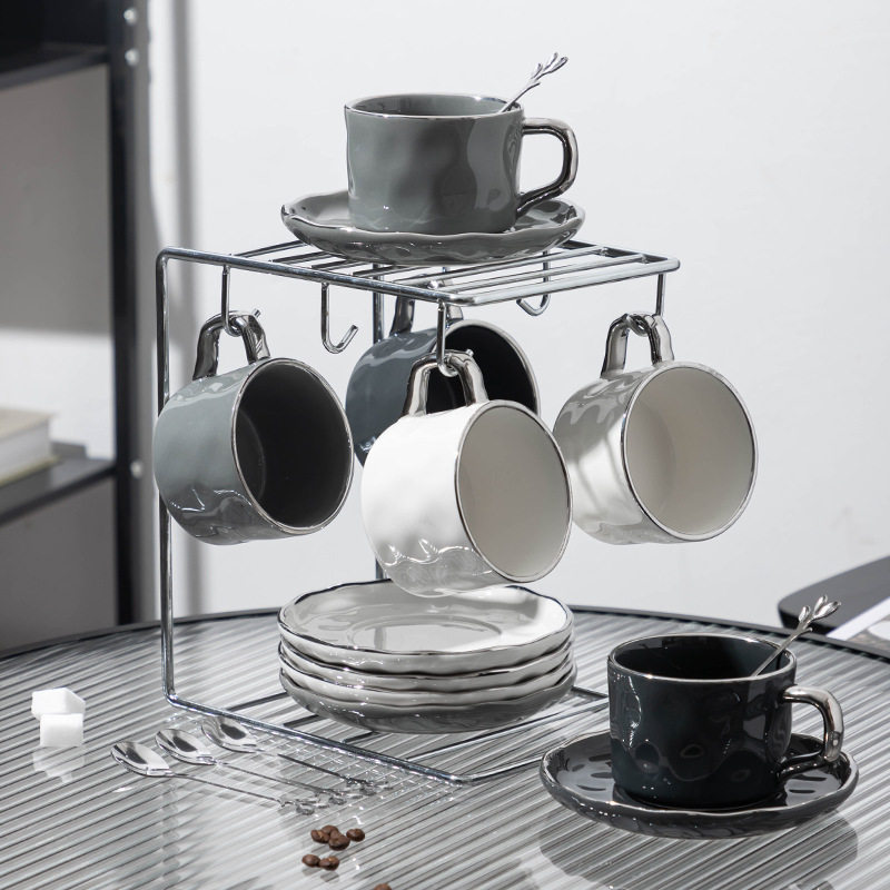 轻奢咖啡杯子套装高档精致陶瓷杯碟英式下午茶餐具日式杯子高级感