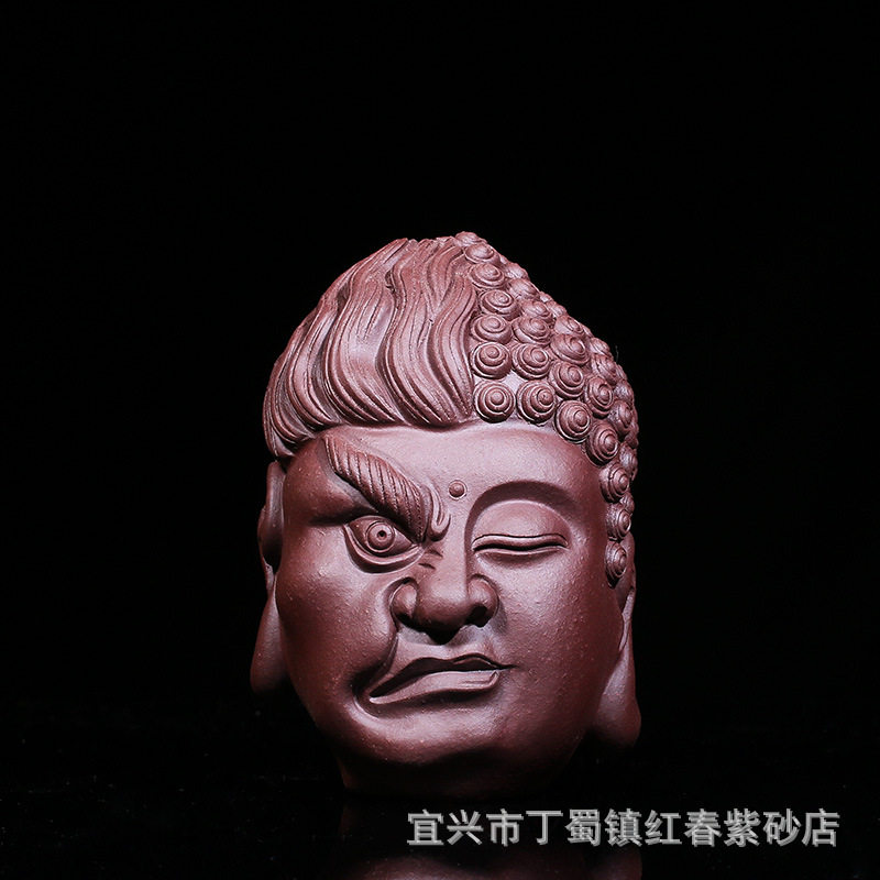 批发宜兴原矿紫砂一念之间佛头茶宠摆件如来茶道周边配件可养