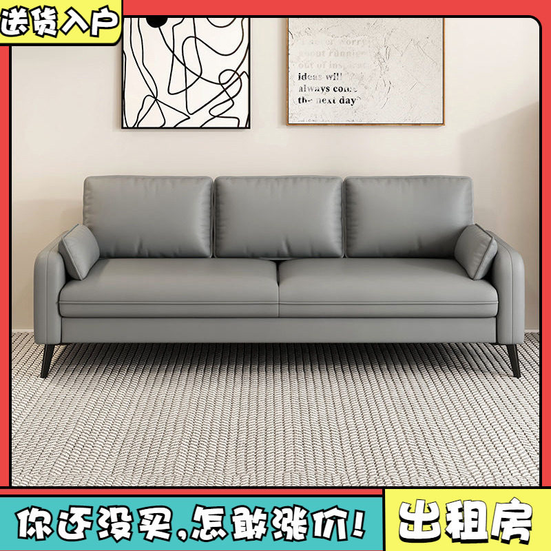 北欧免洗科技布沙发客厅小户型出租房公寓沙发猫爪皮家用直排简易