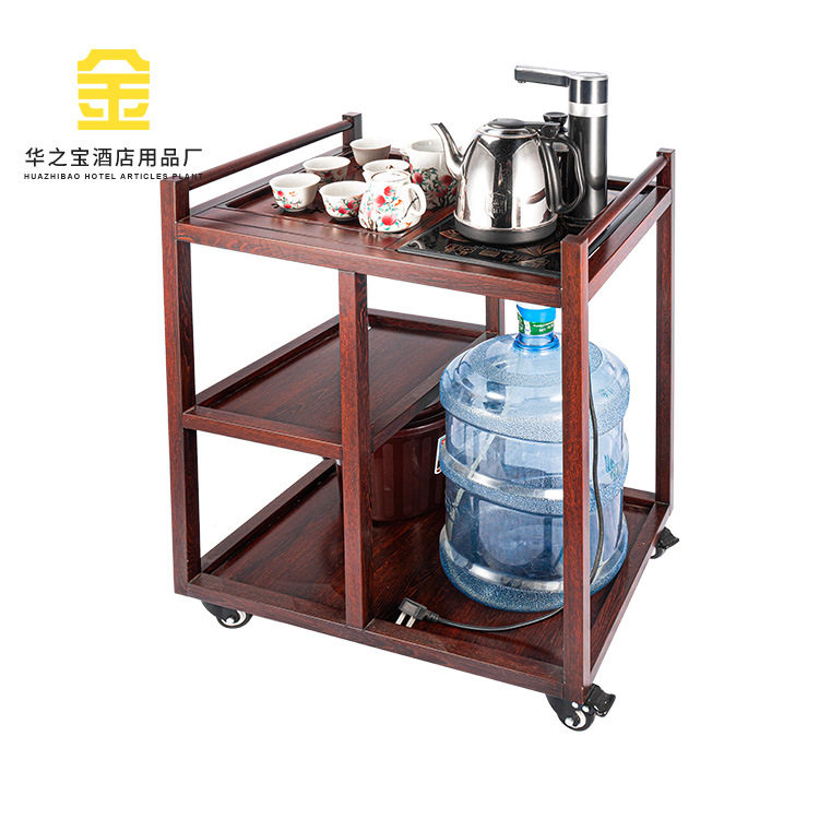 酒楼酒水车茶水车移动泡茶车不锈钢服务车煮茶车家用餐厅小型茶桌