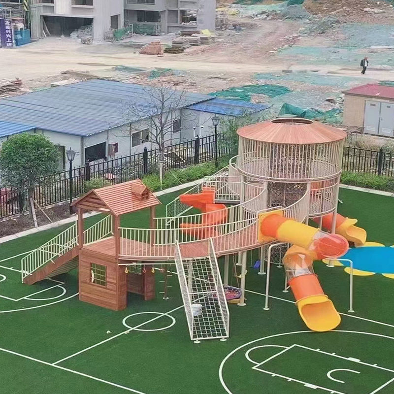幼儿园户外非标儿童游乐设施小区大型廊架木质不锈钢组合滑梯厂家