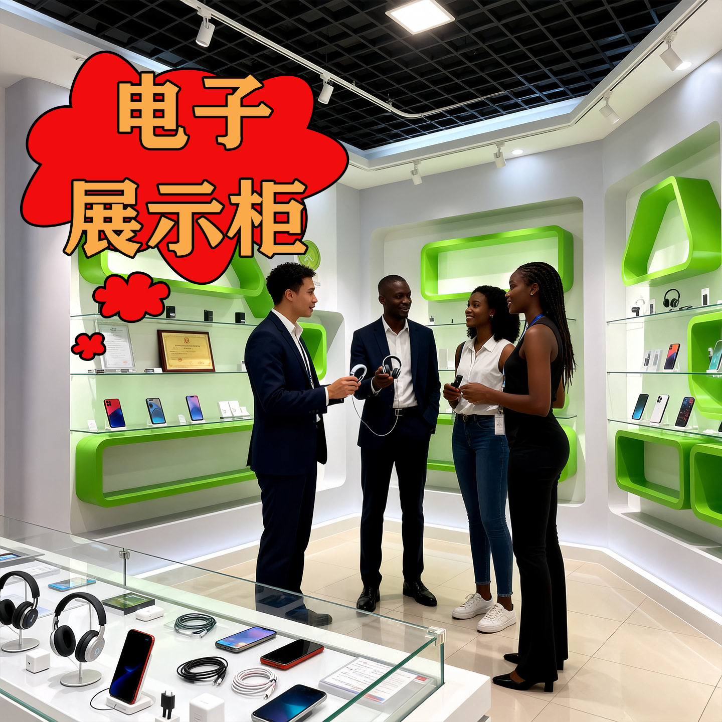 工厂定制公司展厅数码展示柜弧形圆形展柜商用样品陈列柜定做