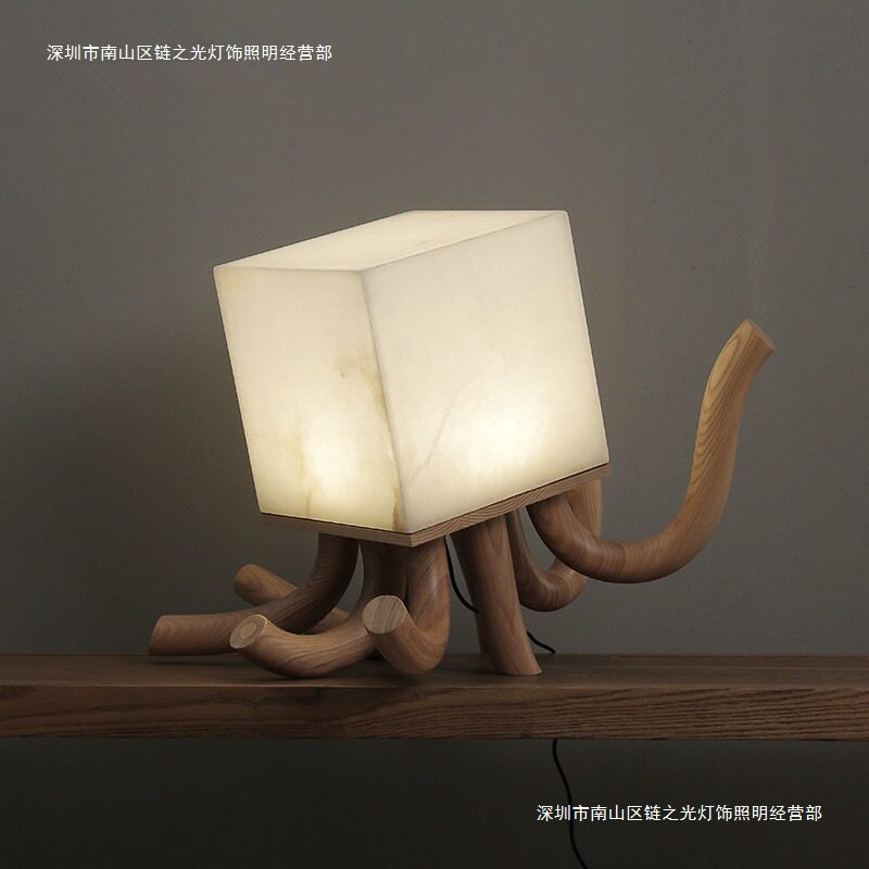 2026新款设计师艺术客厅书房装饰卧室儿童房创意台灯原木雕刻灯具