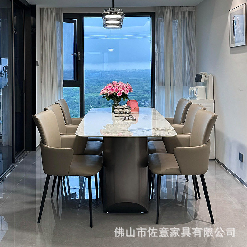 网红同款岩板餐桌椅家用小户型现代简约设计师桌子长方形饭桌意式