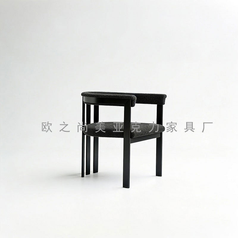 现代轻奢不锈钢纱绒单人餐椅