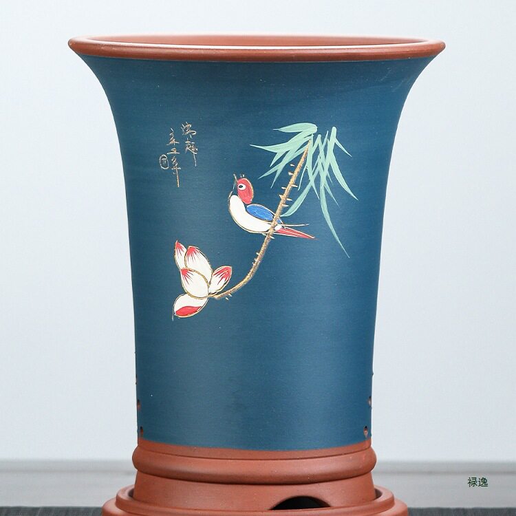 紫砂兰花盆墨兰蕙兰蝴蝶兰君子兰陶瓷特大兰草大花高花盆批发