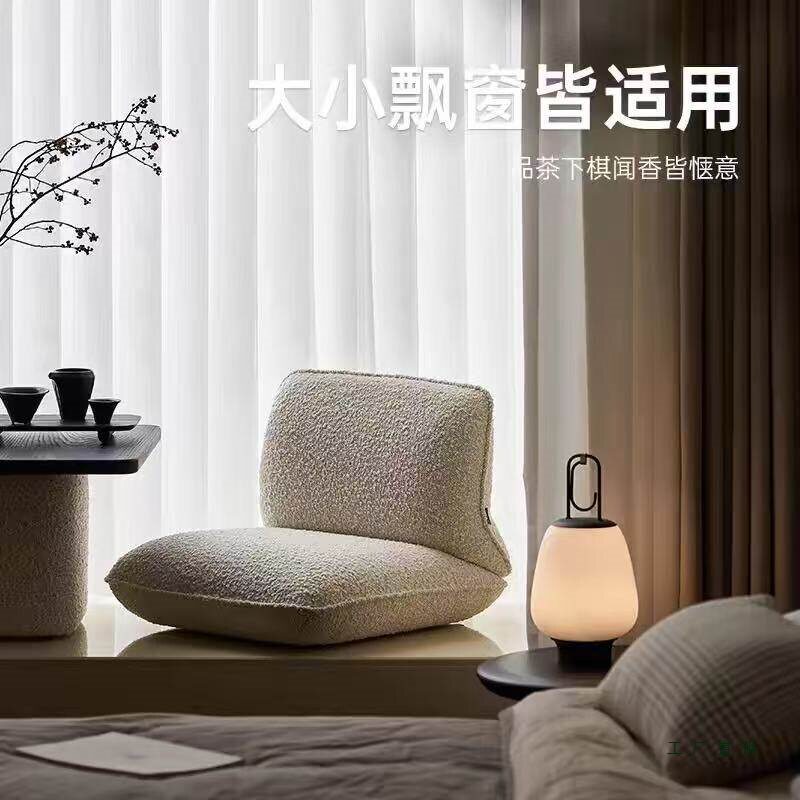 日式实木加厚羊毛绒沙发椅