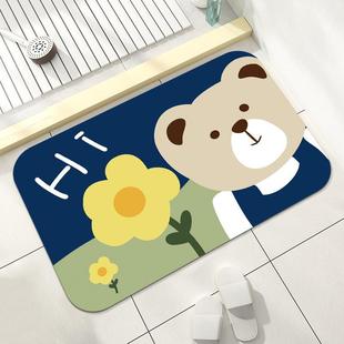 .卡通软硅藻泥地垫浴室吸水防滑脚垫家用厕所卫生间门口速干地毯
