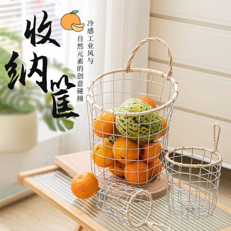 铁艺壁挂收纳篮浴室洗漱台面膜筐厨房姜蒜化妆品置物收纳架