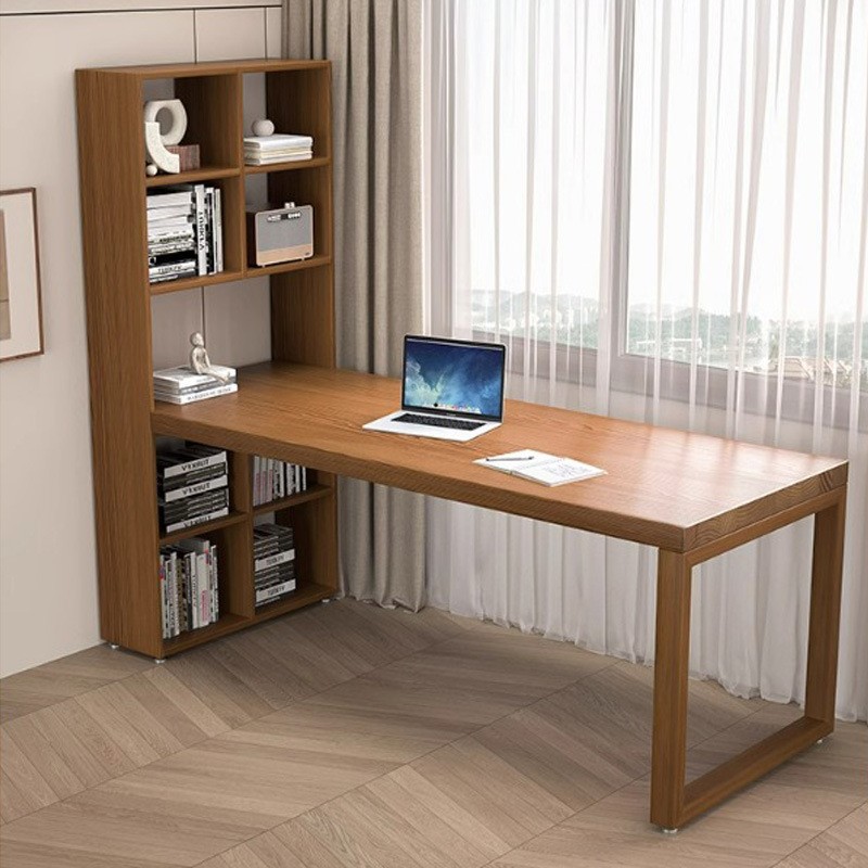 家用儿童卧室学习写字实木书桌椅公寓小户型书柜一体办公电脑桌椅