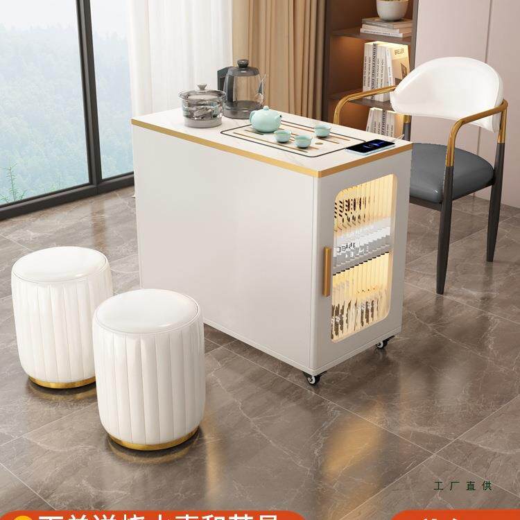 可移动岩板茶桌沙发边几小户型家用茶几烧水泡茶一体茶台阳台茶车