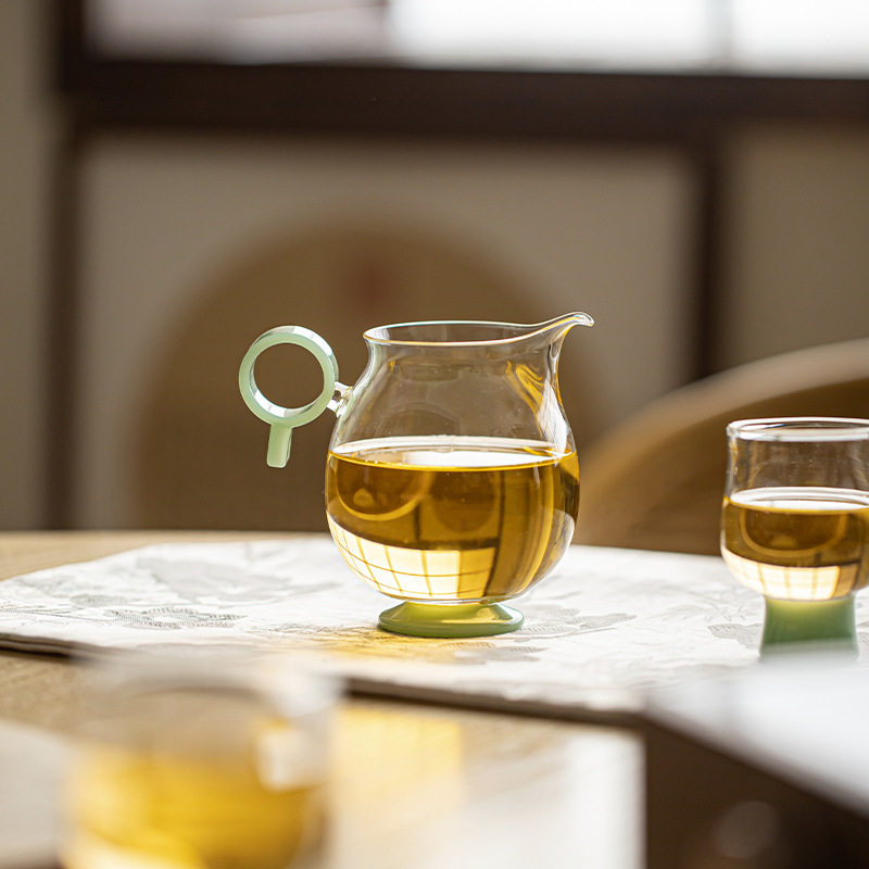 耐热高硼硅公道杯透明玻璃茶海分茶器匀杯带把防烫公杯茶具