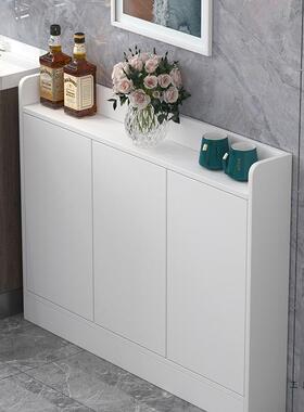 定制墙边小型餐边柜30cm深客厅一体靠墙超窄储物柜25cm20cm深