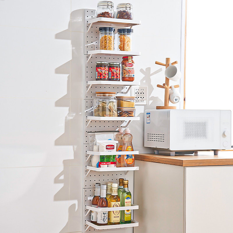 免打孔多功能壁挂式厨房置物架家用调味料厨具收纳架洞洞板置物架,电子元器件市场,电线扎带/束线带,淘宝优惠券,粉丝福利购,淘宝优惠卷