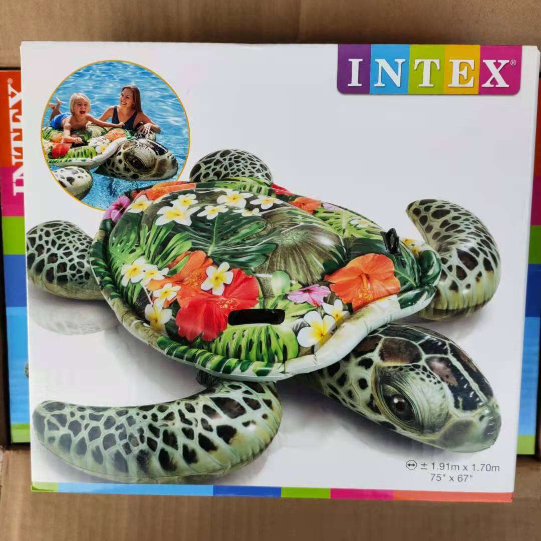 INTEX57555儿童大海龟坐骑成人大号水上充气浮排加厚游泳乌龟床