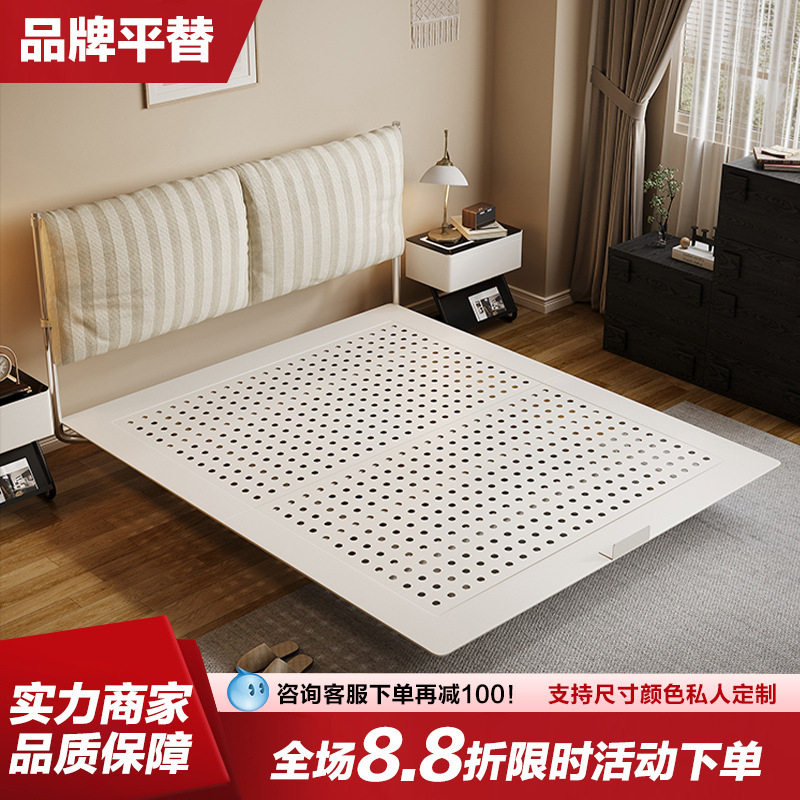 中古风碳素钢布艺床小户型1.8米主卧悬浮床可拆洗棉麻1.5米儿童床