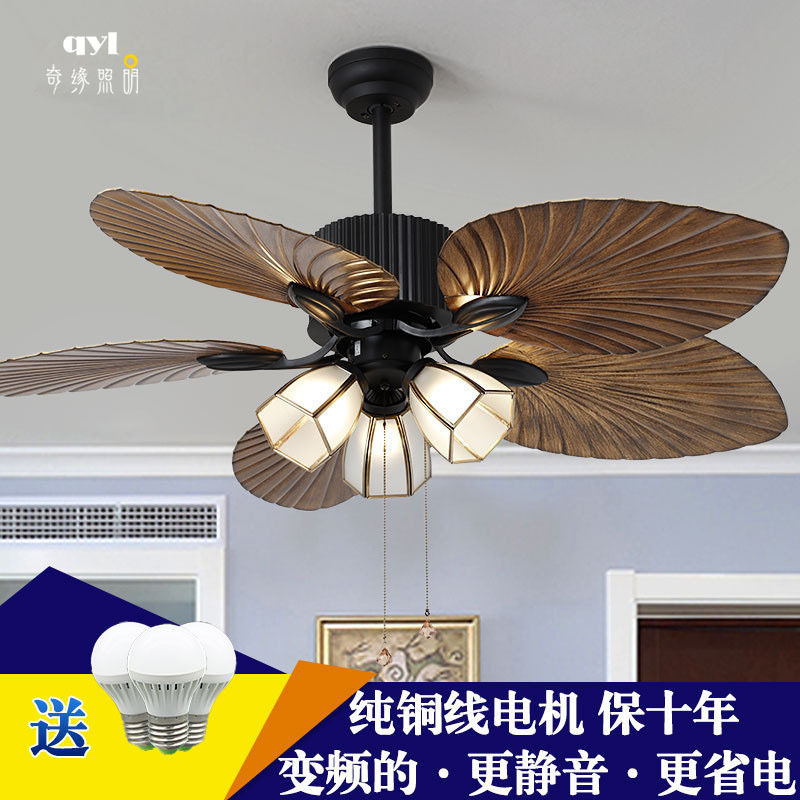 美式复古变频省电风扇灯静音店铺商用创意工业风客厅餐厅风扇吊灯