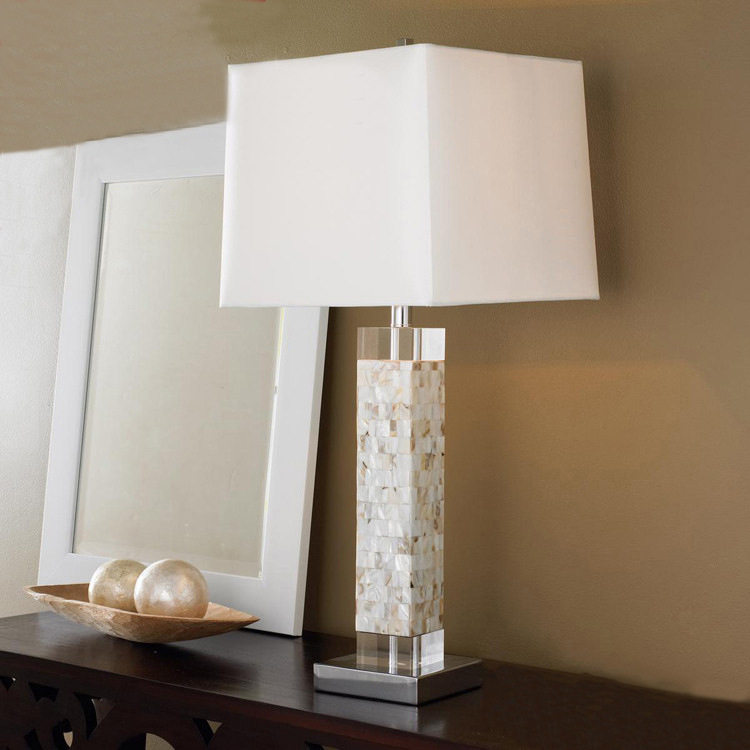 美式乡村卧室床头台灯北欧现代简约创意客厅复古贝壳书房欧式台灯