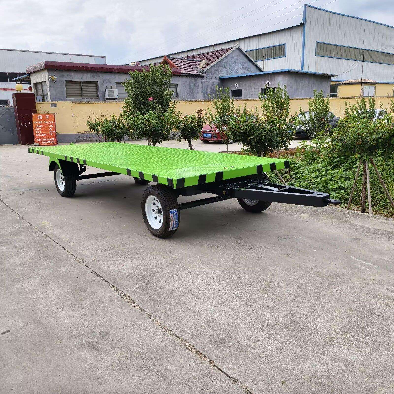 牵引式平板拖车小型厂区设备搬运车仓储物流运输车真空轮胎
