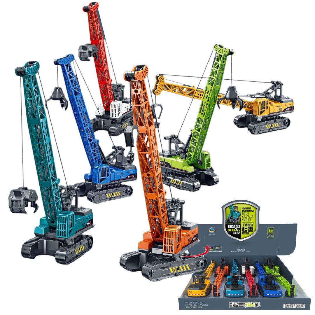 6只惯性起重机吊车706-91男孩工程车模型摆地摊夜市儿童玩具