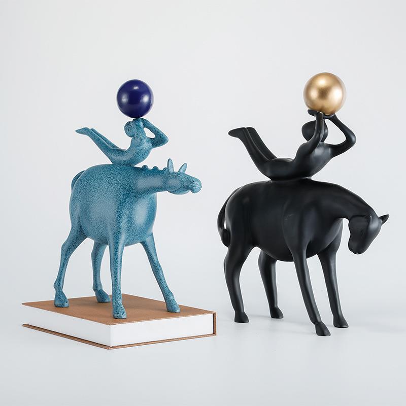 创意马摆件北欧式树脂动物现代客厅书房家居样板房软装饰品人物