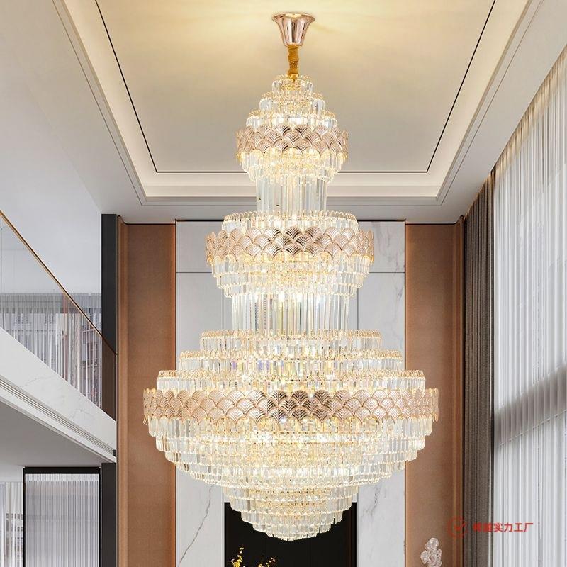 复式楼大吊灯2025年新款轻奢现代水晶大厅灯具别墅挑空挑高客厅灯