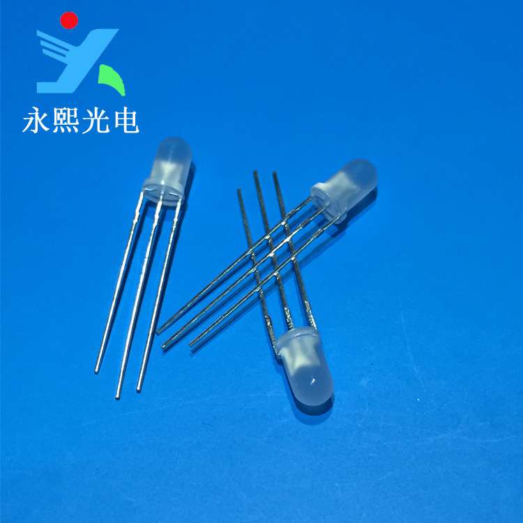 5MM红黄绿双色雾状led发光二极管灯珠 圆头共阳