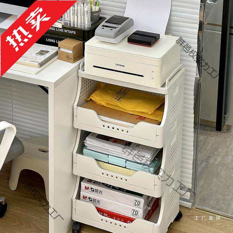 打印机置物架桌下小推车可移动落地办公室工位桌边收纳架子放