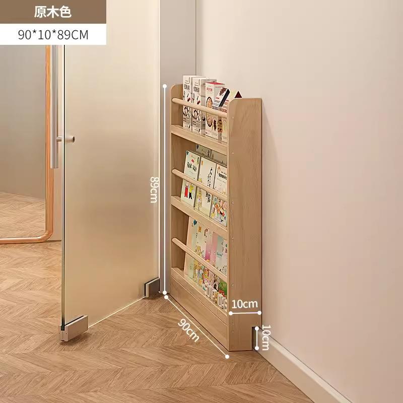 壁挂书架实木超薄书柜门后缝隙收纳柜多层芝士薄柜夹缝置物窄柜子
