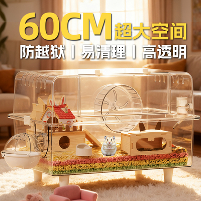 仓鼠笼子超大别墅豪华60cm金丝熊专用房子特大号饲养亚克力透明箱