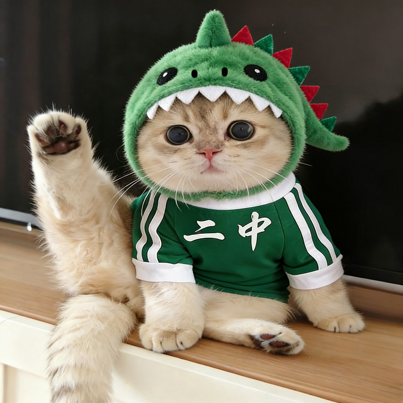 鲨鱼头套猫咪毛绒头饰搞怪可爱宠物变装帽拍照创意狗狗装饰品