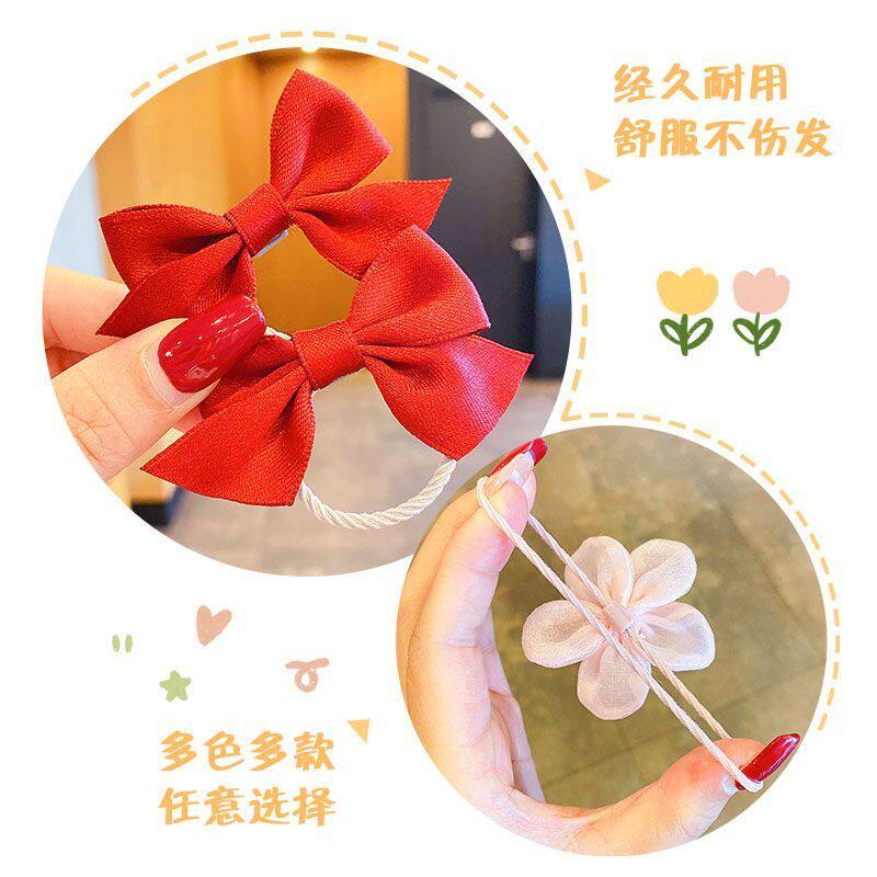 女童布艺花朵蝴蝶结皮筋不伤发可爱扎马尾儿童发绳宝宝发圈头饰
