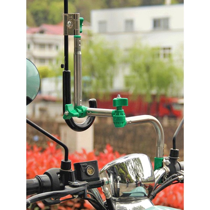 自行车撑伞架摩托车雨伞固定夹电动支架折叠婴儿推车不锈钢遮阳架