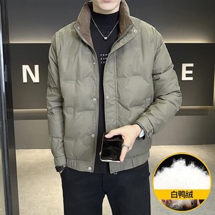 羽绒服男款冬季外套2024新款防寒潮牌立领短款高级感帅气加厚冬装
