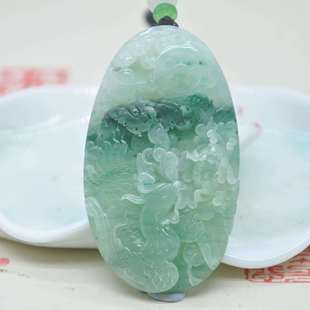 [藏品独玉]南阳玉独山玉四大名玉老料冰种透水白天蓝独玉挂件吊坠